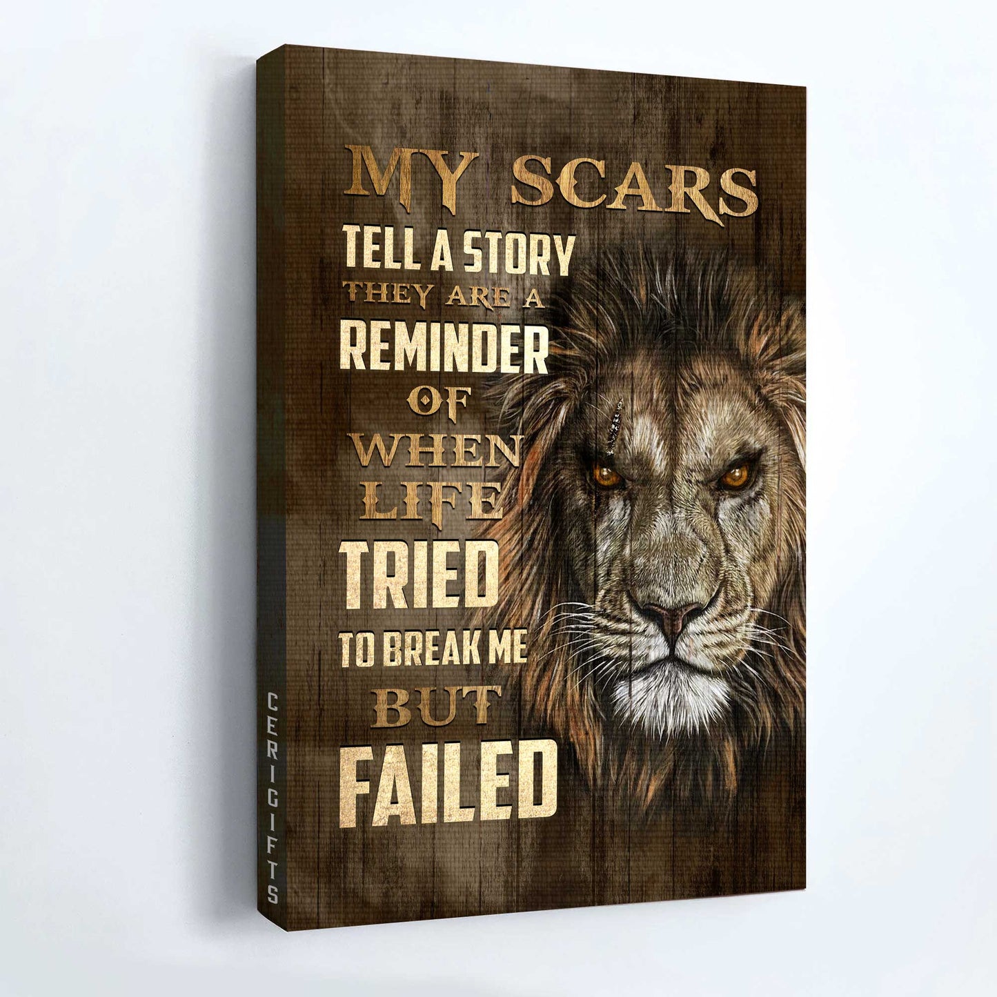 Jesus Portrait Canvas - Lion of Judah Portrait Canvas - Gift For Christian - My Scars Tell A Story,They Are A Reminder Of When Life Tried To Break Me But Failed Portrait Canvas