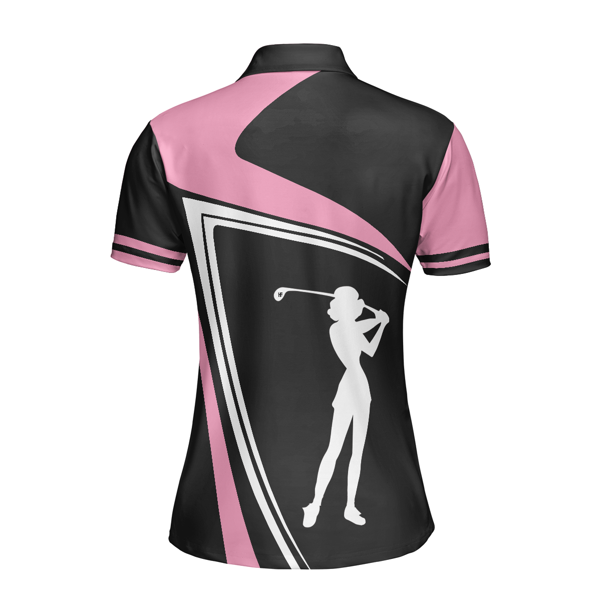 Golf Girl Black White And Pink Short Sleeve Women Polo Shirt, Best Golf Gift For Women, Polo Shirt For Women, Best Gift For Women Golfer