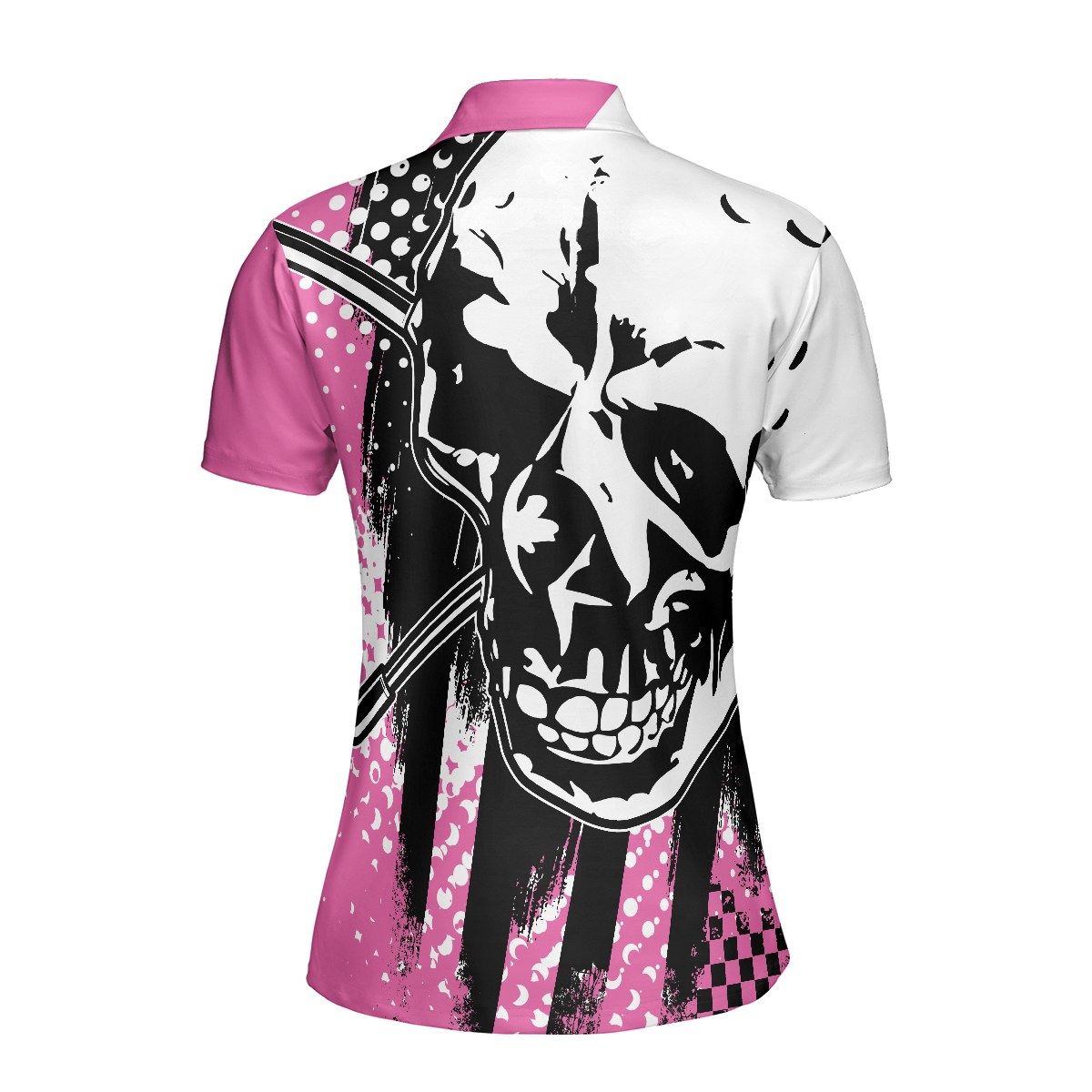 Women Polo Shirt - Blade Ladies Golf Pink Short Sleeve Women Polo Shirt, Skull Golf Shirt For Women, Unique Female Goff Gift