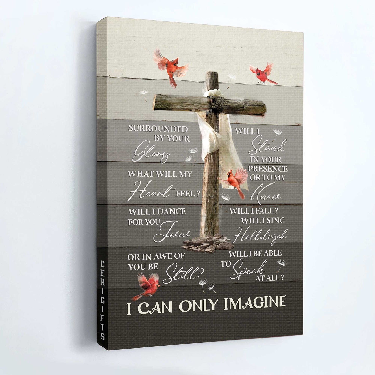 Jesus Portrait Canvas - Light black background, Wooden cross, Cardinal Canvas - Gift For Christian - I can only imagine Portrait Canvas