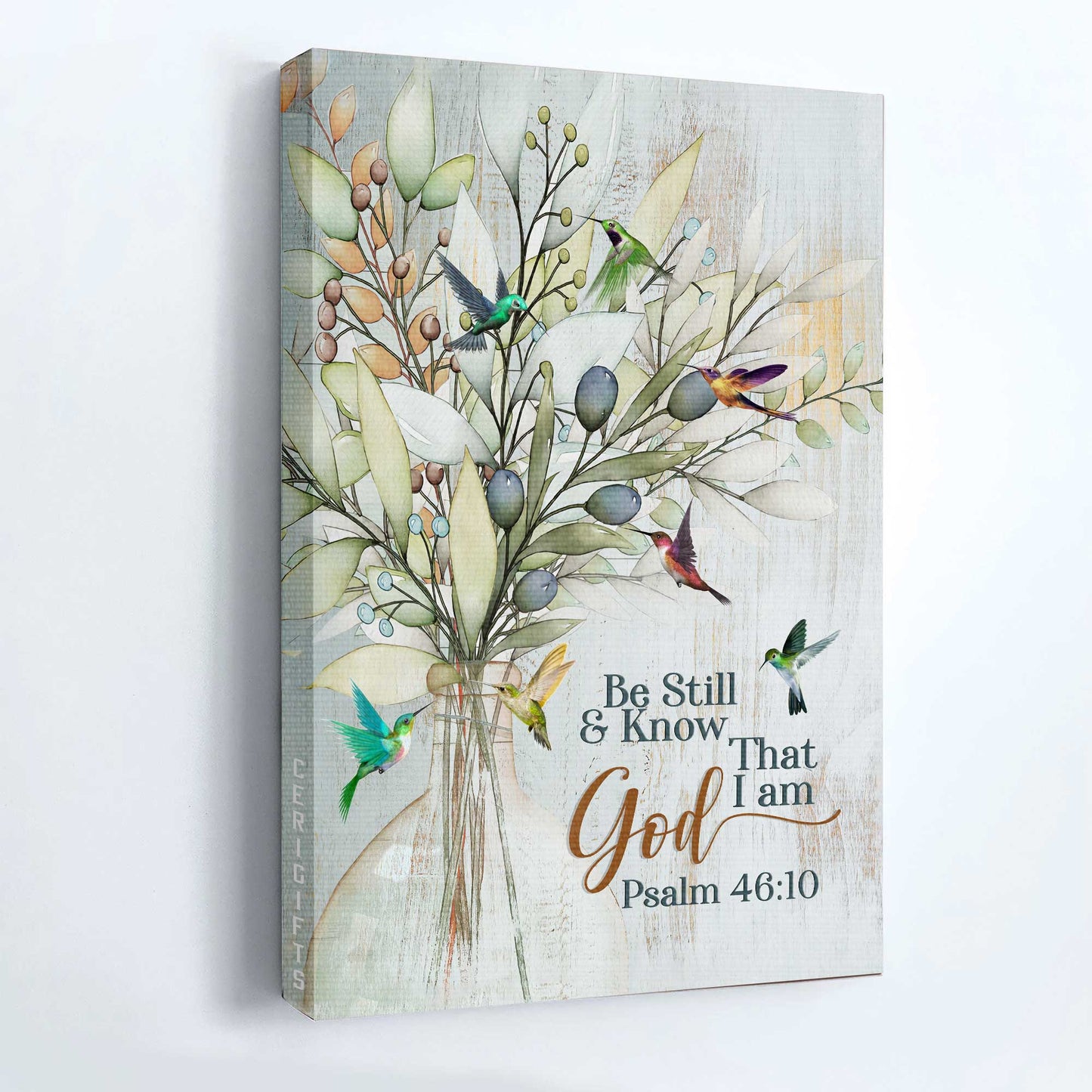 Jesus Portrait Canvas - Olive tree, Hummingbird Portrait Canvas - Gift For Christian - Be still and know that I am God Portrait Canvas