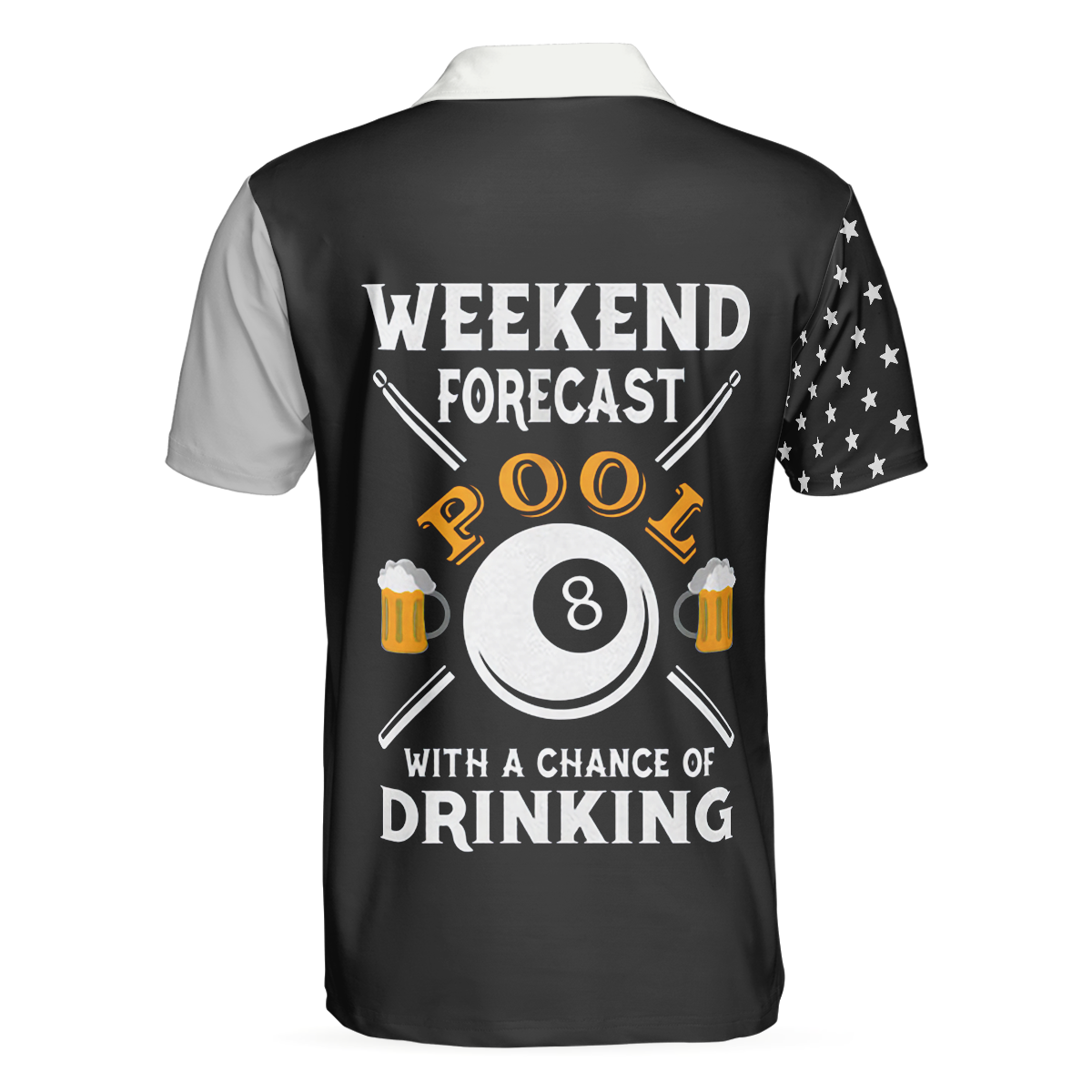 Weekend Forecast Pool Player Billiards Polo Shirt, American Flag Pattern Billiard Polo Shirt - Perfect Gift For Men, Billiard Lovers