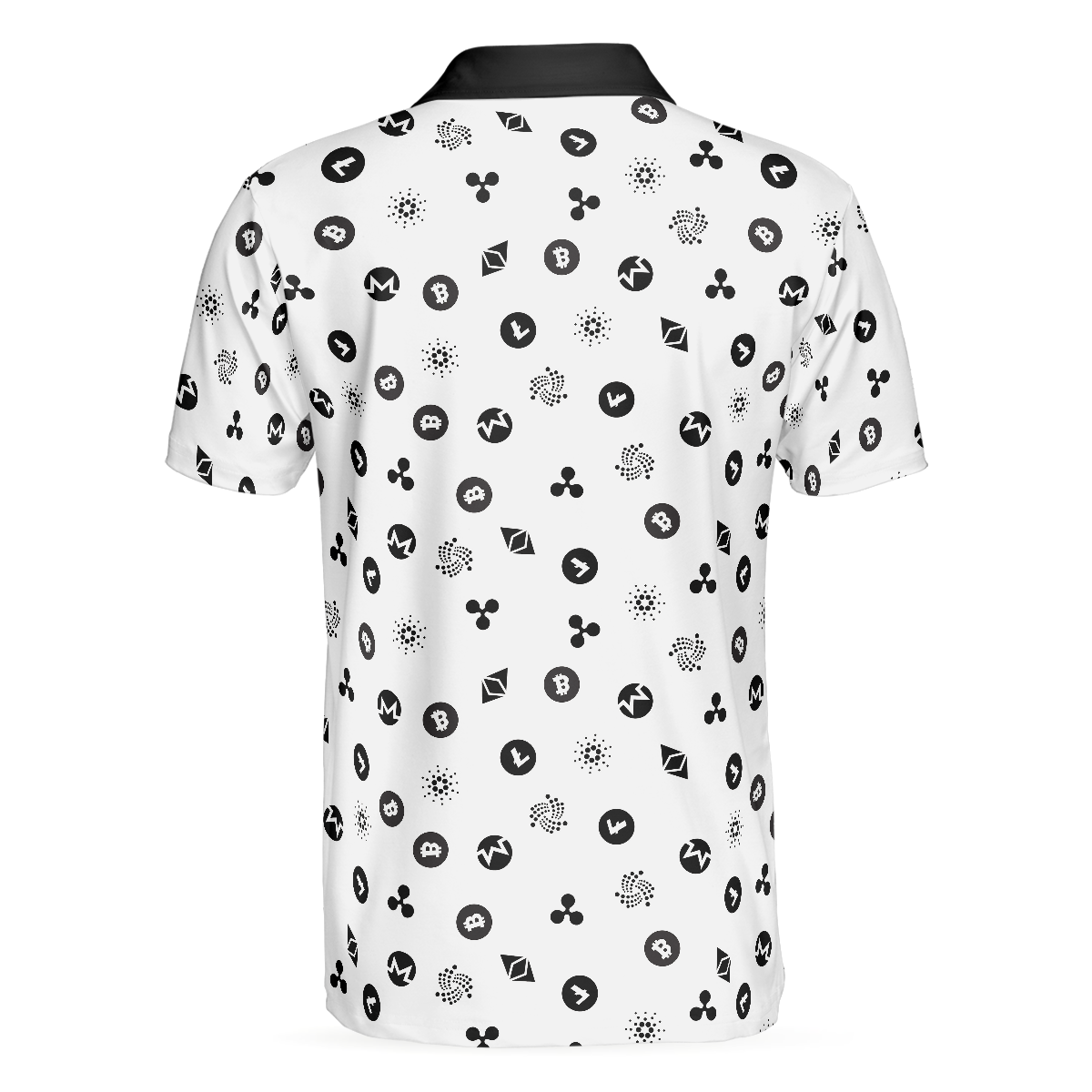 Cryptocurrency Pattern Polo Shirt, Black And White Bitcoin Polo Shirt, Best Cryptocurrency Shirt For Men, Best Gift for Men Golfers, Polo Gift For Men