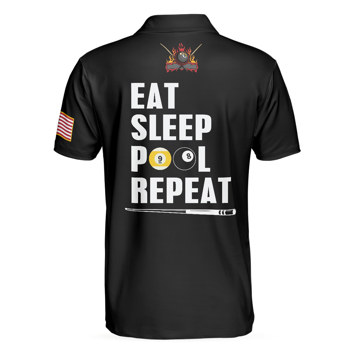 American Flag Billiards Men Polo Shirt, Eat Sleep Pool Repeat Billiards Shirt For Men, Funny Sayings Shirt, Gift For Golfers