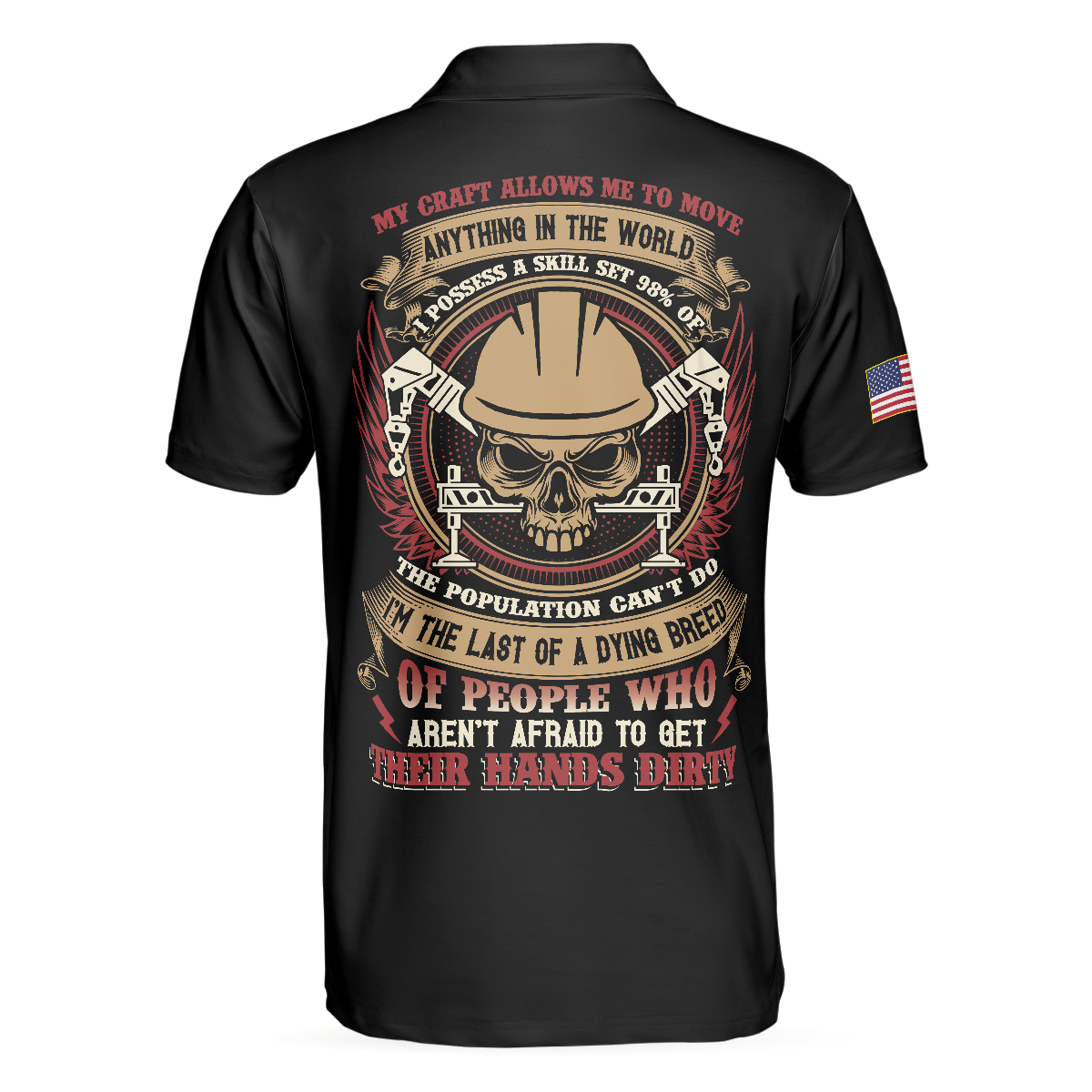Crane Operator Polo Shirt, My Craft Allows Me To Move Anything Skull Polo Shirt, American Flag Crane Operator Shirt For Men