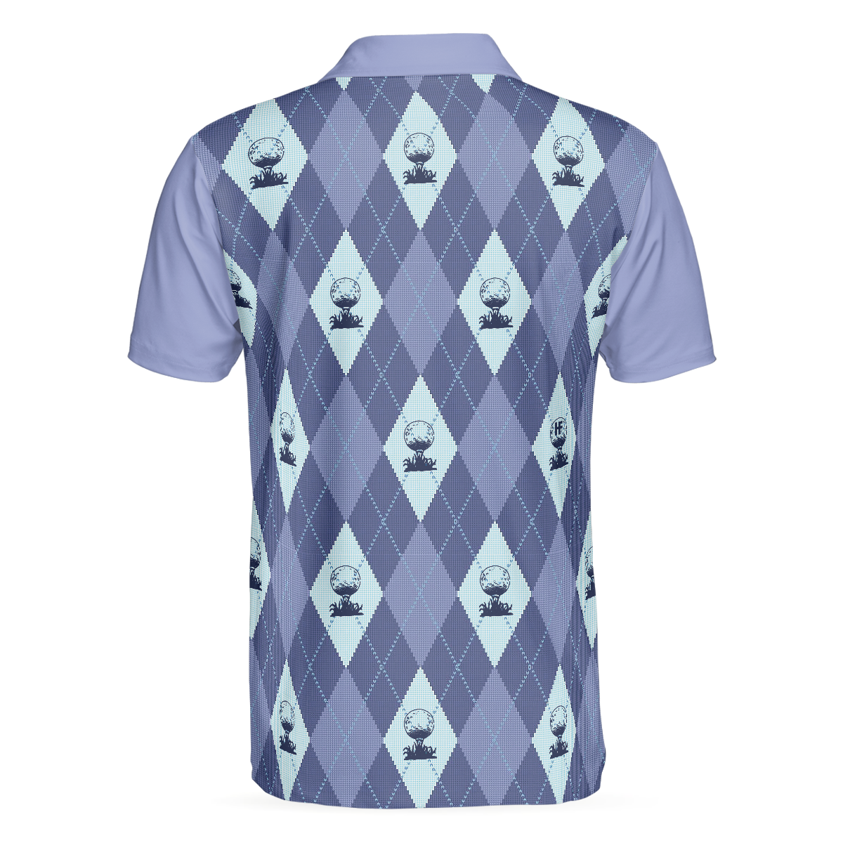 Vintage Blue Palatte Girl Golf Polo Shirt, Argyle Pattern Girl Golfer Silhouette Polo Shirt, Fun Golf Shirt - Perfect Gift For Men