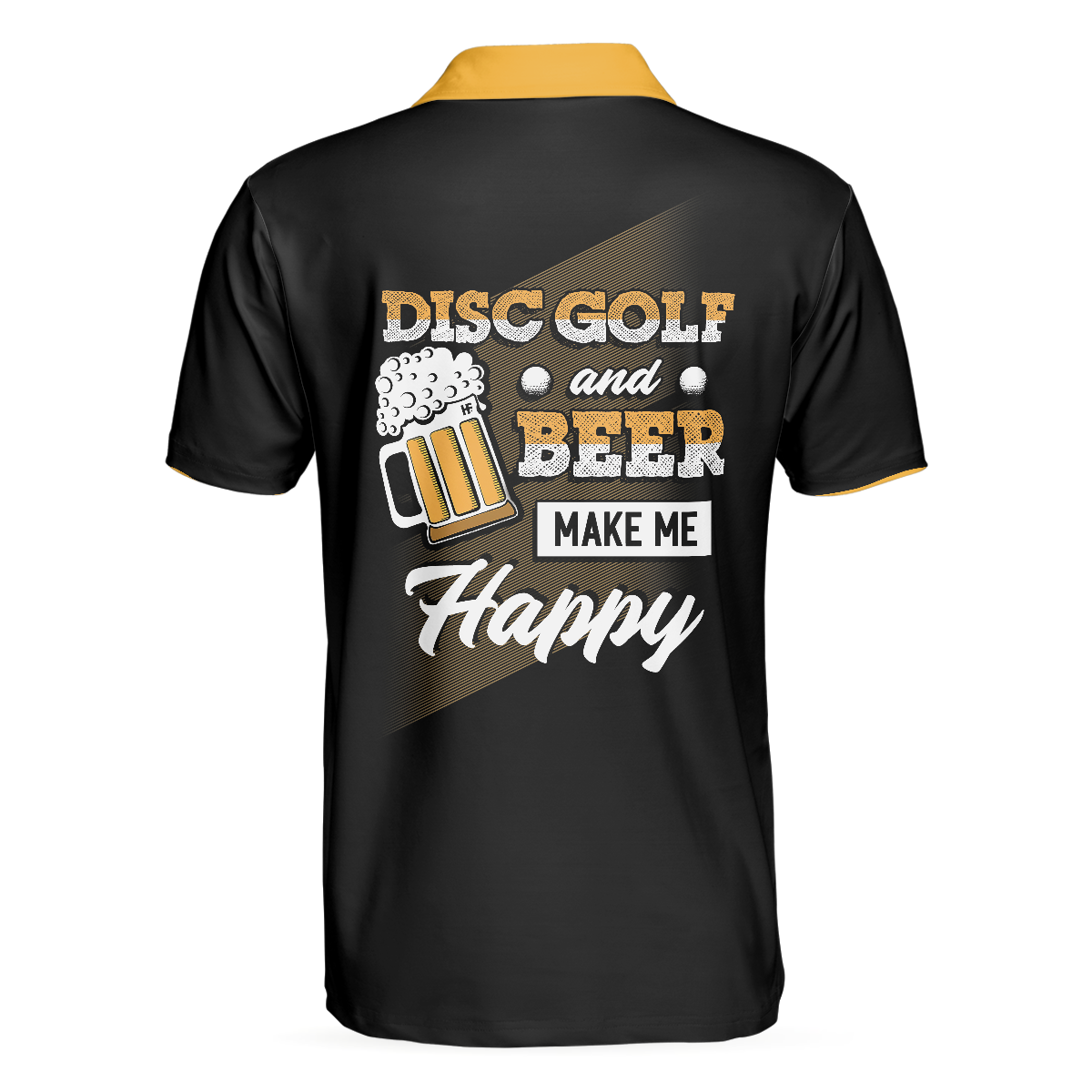 Disc Golf & Beer Make Me Happy Polo Shirt, Yellow Plaid Pattern Disc Golf Shirt, Funny Disc Golf Shirt With Sayings, Golf Gift For Men, Best Gift For Men Golfers