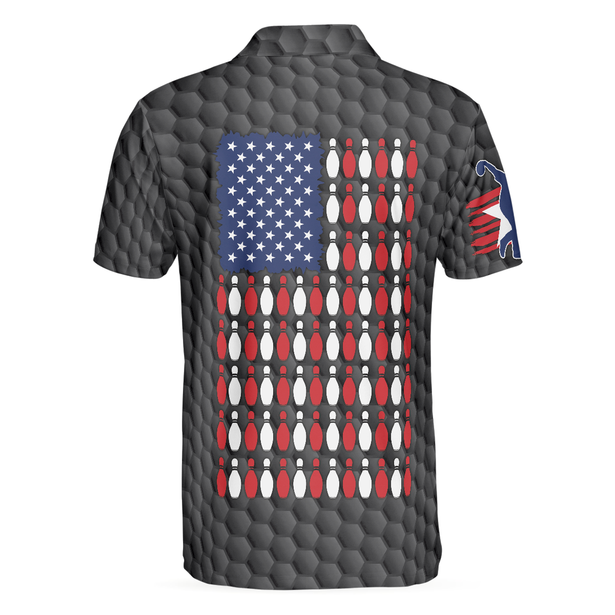 Bowling Men Polo Shirt - Bowling Pin American Flag Polo Shirt, Black Ten Pin Bowling Polo Shirt - Perfect Gift For Friend, Family, Bowling Lovers