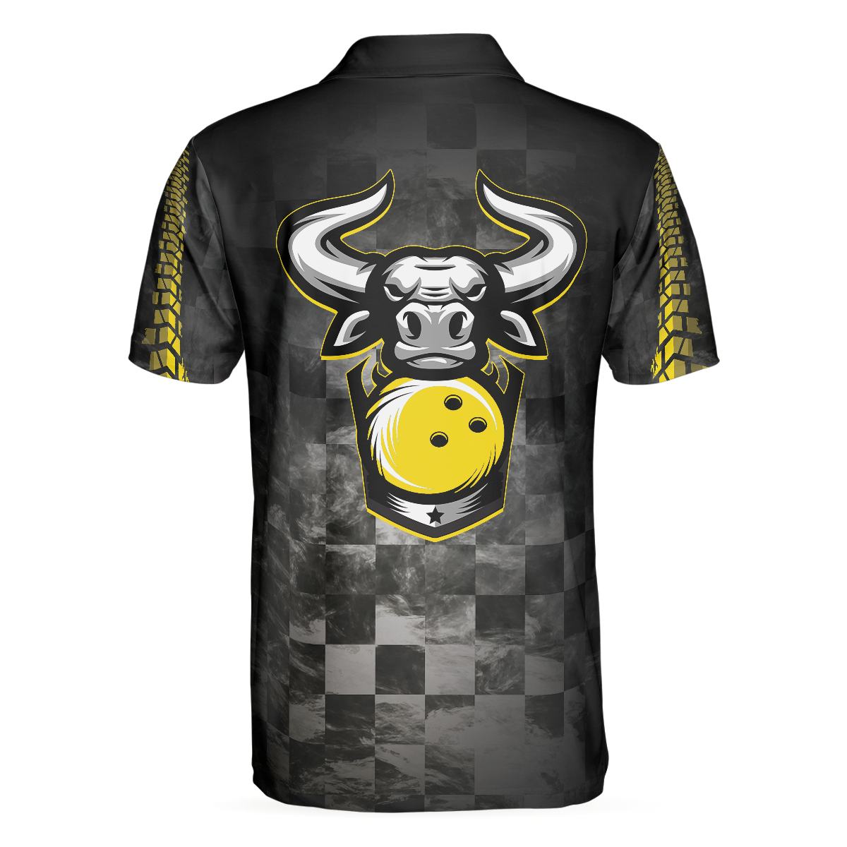 Men Polo Shirt - Bowling Bull Black And Yellow Short Sleeve Polo Shirt For Bowling, Bull Polo Shirt, Best Bowling Shirt For Men