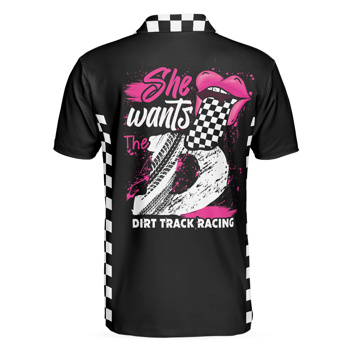 She Wants The D Dirt Track Racing Polo Shirt, Lips Girl Men Polo Shirt - Perfect Gift For Men