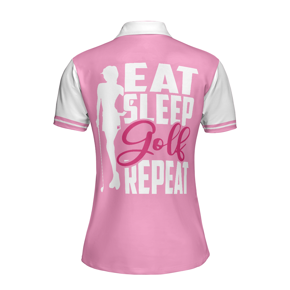 Pink Argyle Golf Women Polo Shirt, Eat Sleep Golf Repeat Golf Short Sleeve Shirt For Ladies, Gift For Golfers