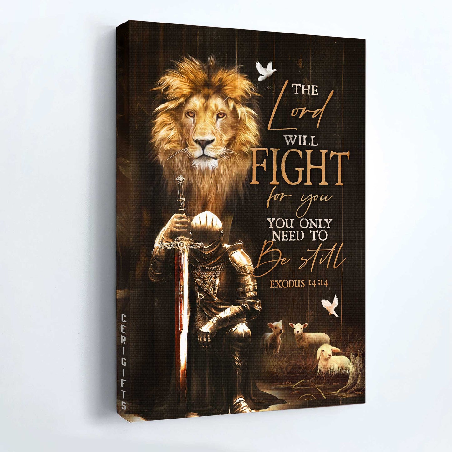 Jesus Portrait Canvas - Lambs of God, Lion of Judah, Knight of God Canvas - Gift For Christian - The lord will fight for you Portrait Canvas