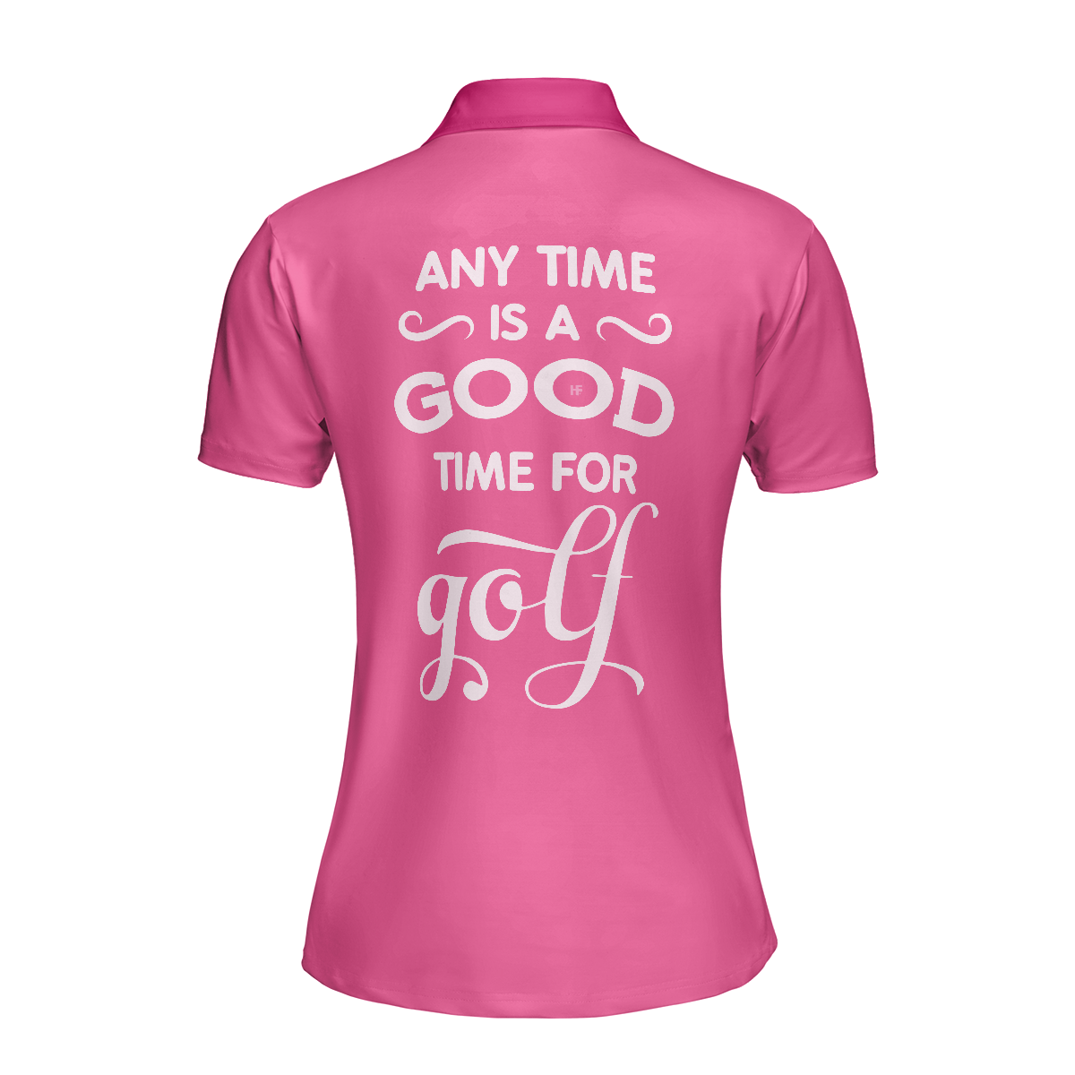 Pink Argyle Pattern Golf Women Polo Shirt, Anytime Is A Good Time For Golf Short Sleeve Shirt For Female Golfers, Gift For Golfers