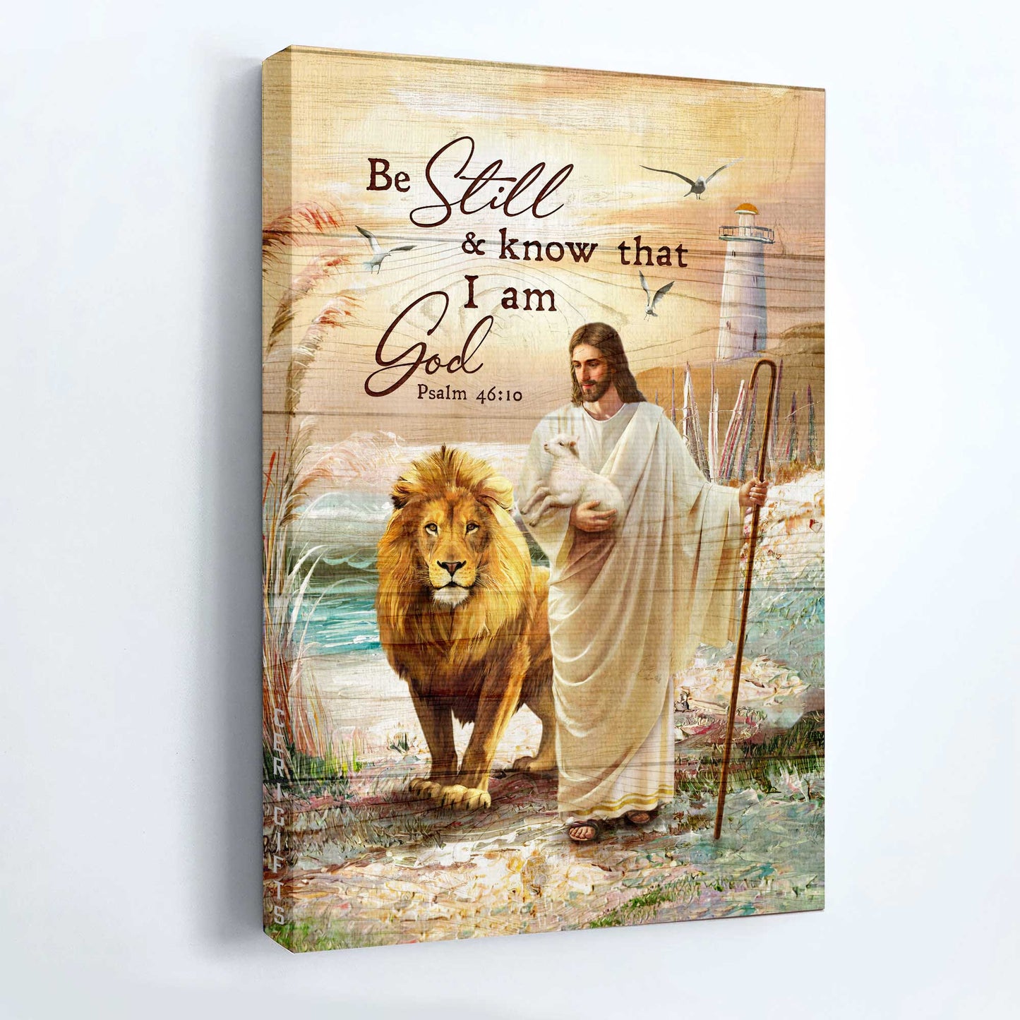 Jesus Portrait Canvas - Jesus walking, Lion of Judah, Lighthouse painting Canvas - Gift For Christian - Be still and know that I am God