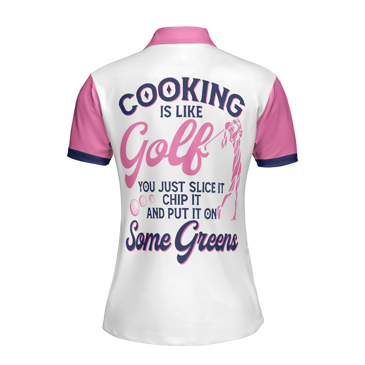 Women Polo Shirt, Cooking Is Like Golf Slice Chip And Put On Some Greens Women Polo Shirt, Argyle Pattern Funny Golf Polo Shirt For Ladies