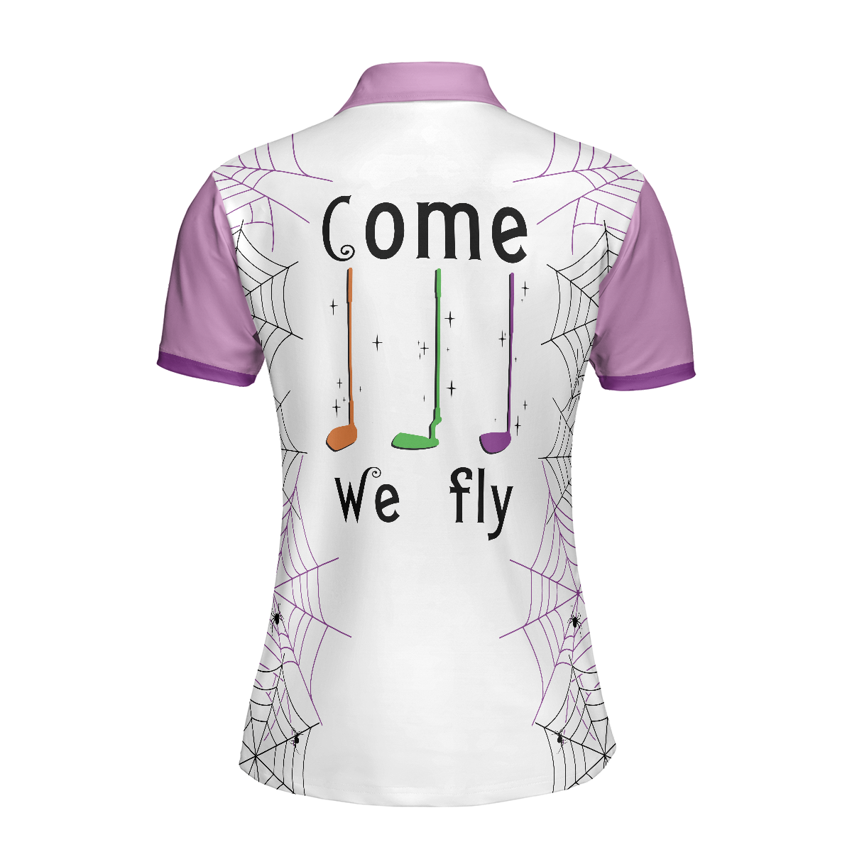 Women Polo Shirt, Come We Fly Golf Short Sleeve Women Polo Shirt, Witch Halloween Golf Shirt For Ladies