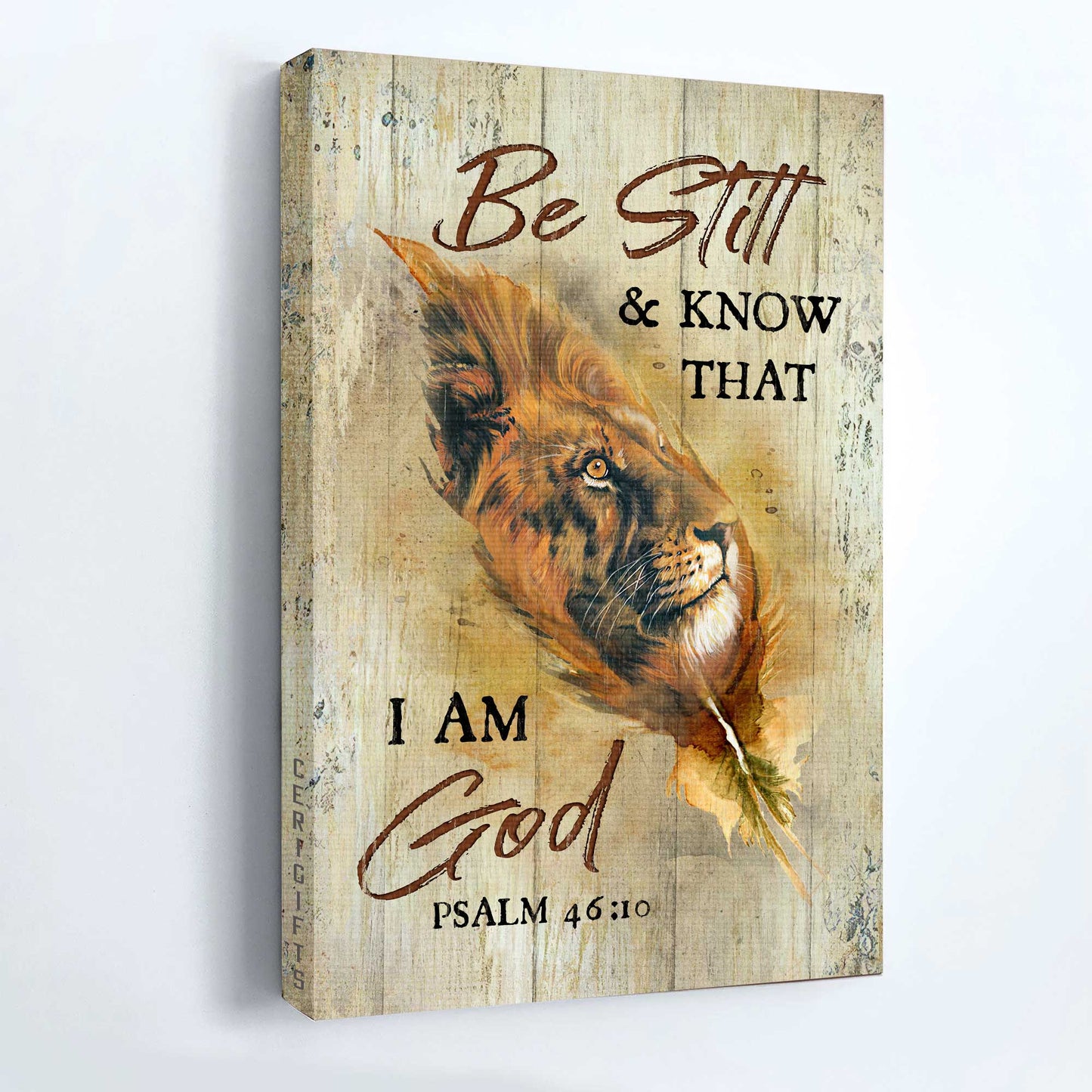 Jesus Portrait Canvas - Lion of Judah, Verse of the day, Awesome leaf Portrait Canvas - Gift For Christian - Be still and know that I am God Portrait Canvas