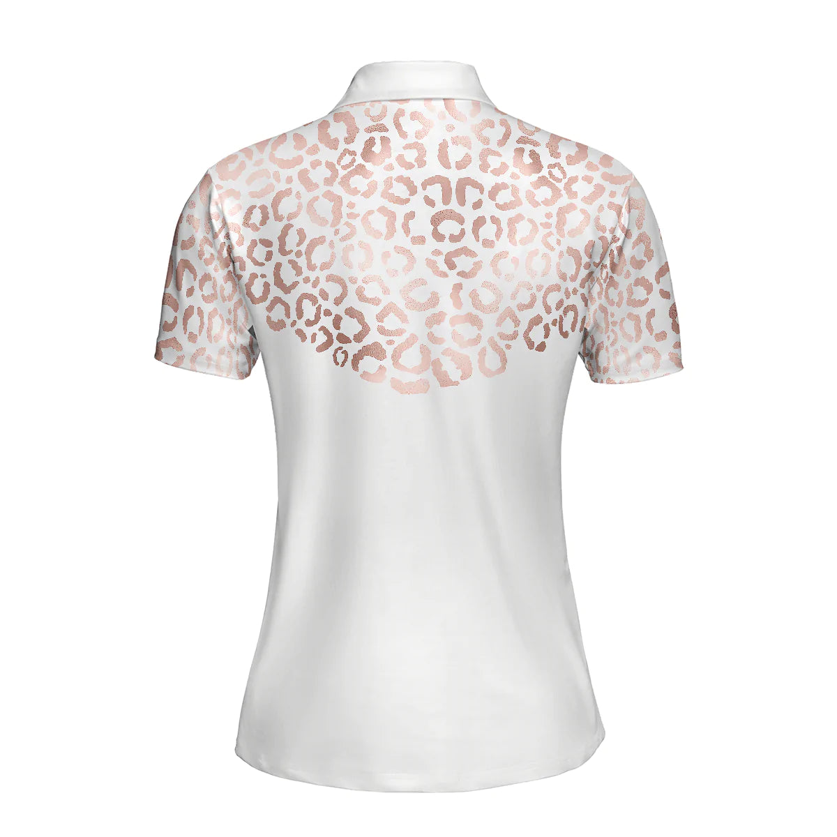 Rose Gold Leopard Pattern Shirt Short Sleeve Women Polo Shirt, Gift For Female Golfers
