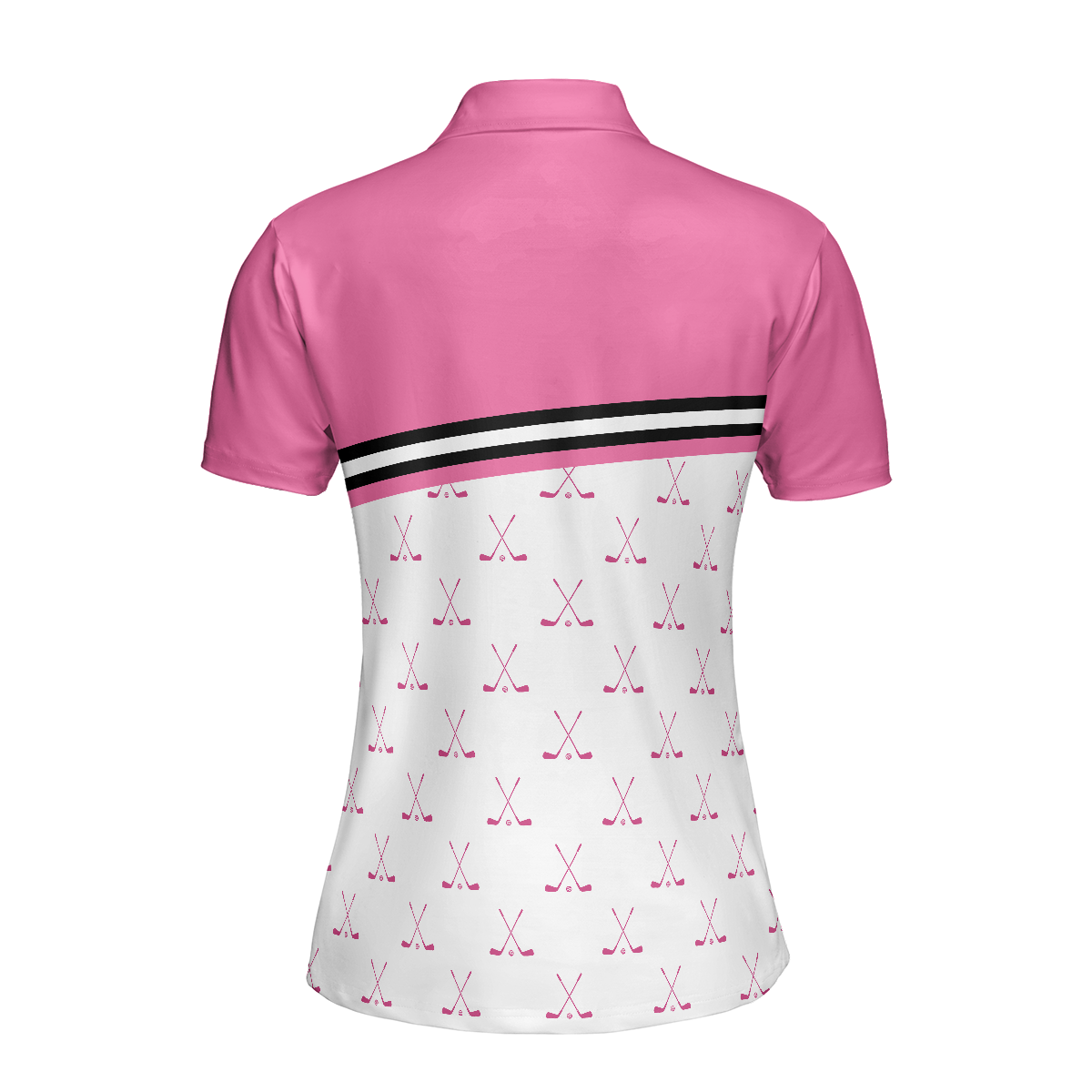 Crossed Pink Golf Clubs Golf Short Sleeve Women Polo Shirt, Simple Golf Shirt Design For Ladies, Best Gift For Women Golfer