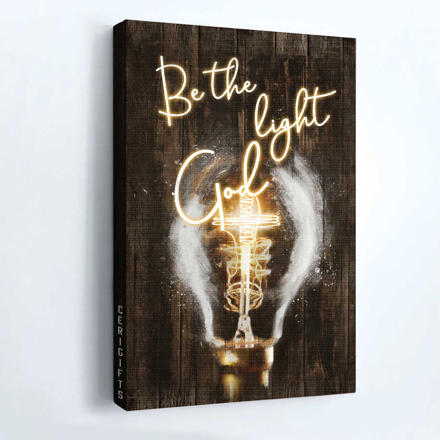 Jesus Portrait Canvas - Stunning Light Bulb, Jesus Painting Canvas - Gift For Christian - Be The Light God Canvas