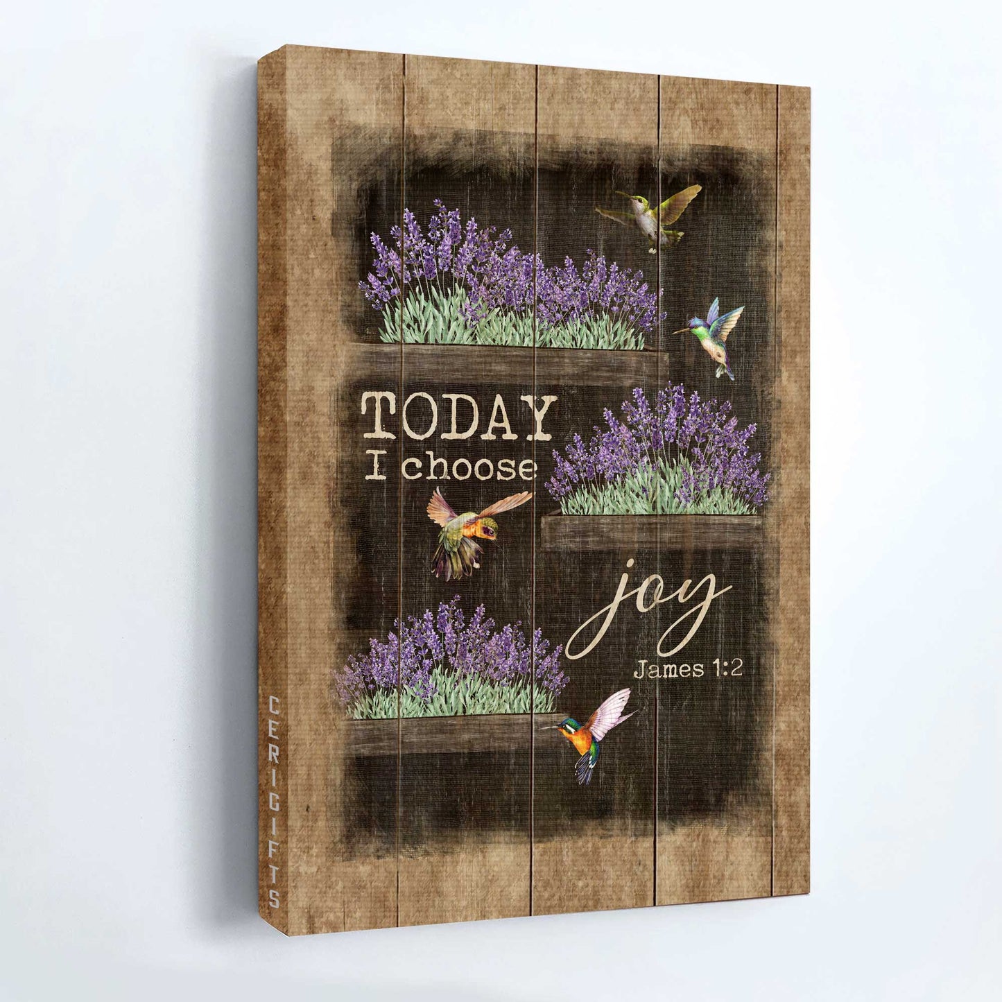 Jesus Portrait Canvas - Lavender flower, Hummingbird drawing, Black background Canvas - Gift For Christian - Today I choose joy Portrait Canvas