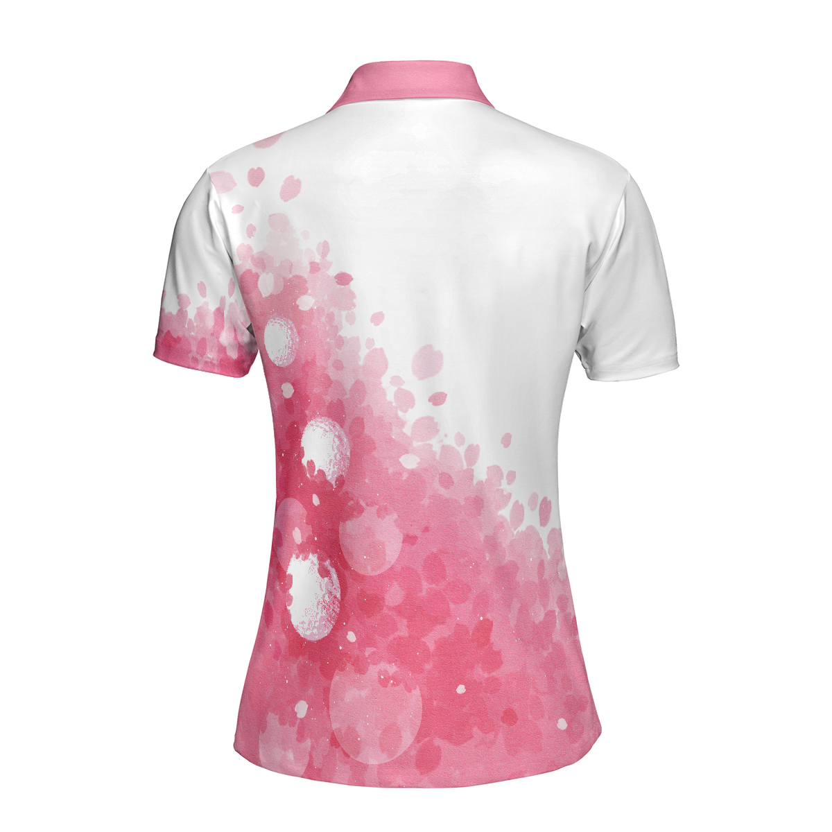Artistic Pink and White Golf Short Sleeve Women Polo Shirt, Golf Shirt For Women, Gift For Golfers