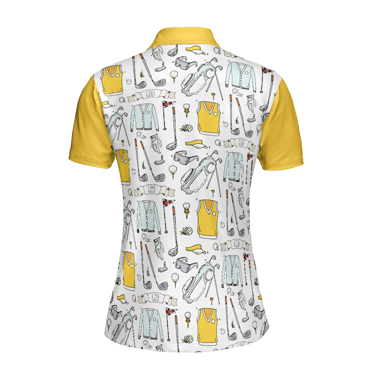 Golf Symbol And Golf Life In Yellow Short Sleeve Women Polo Shirt, Best Golf Shirt For Ladies