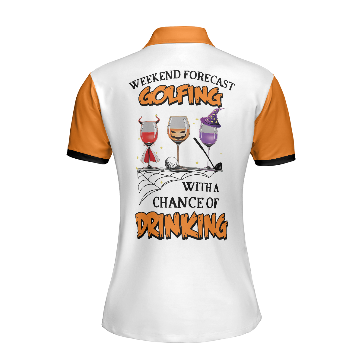 Golf Polo Shirt, Weekend Forecast Golfing With A Chance Of Drinking Golf Short Sleeve Women Polo Shirt - Perfect Halloween Gift For Female Golfers, Ladies