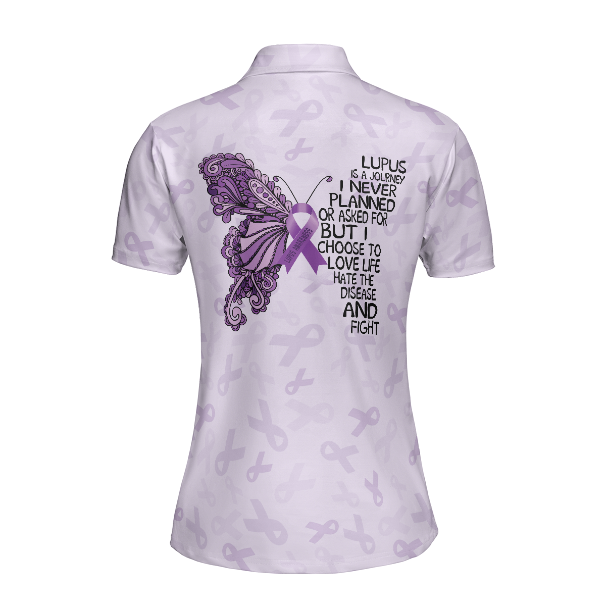 Butterfly Believe Lupus Awareness Polo Shirt, Lupus Month Awareness Ribbon Polo Shirt, Best Lupus Shirt For Women, Best Gift for Ladies