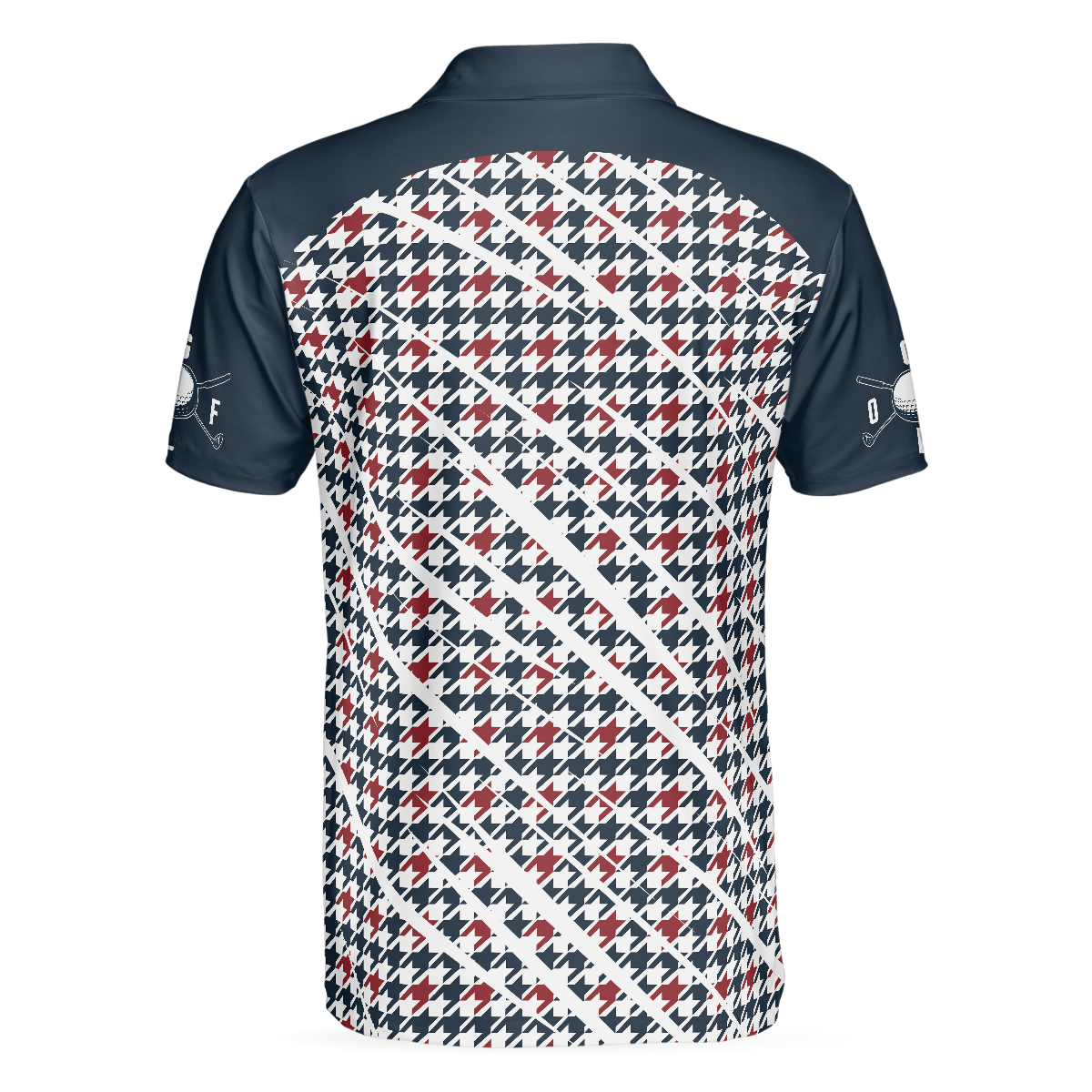 Trendy Red & Blue Houndstooth Pattern Golf Shirt, Your Hole Is My Goal Polo Shirt, Best Golf Shirt For Men - Perfect Gift For Men
