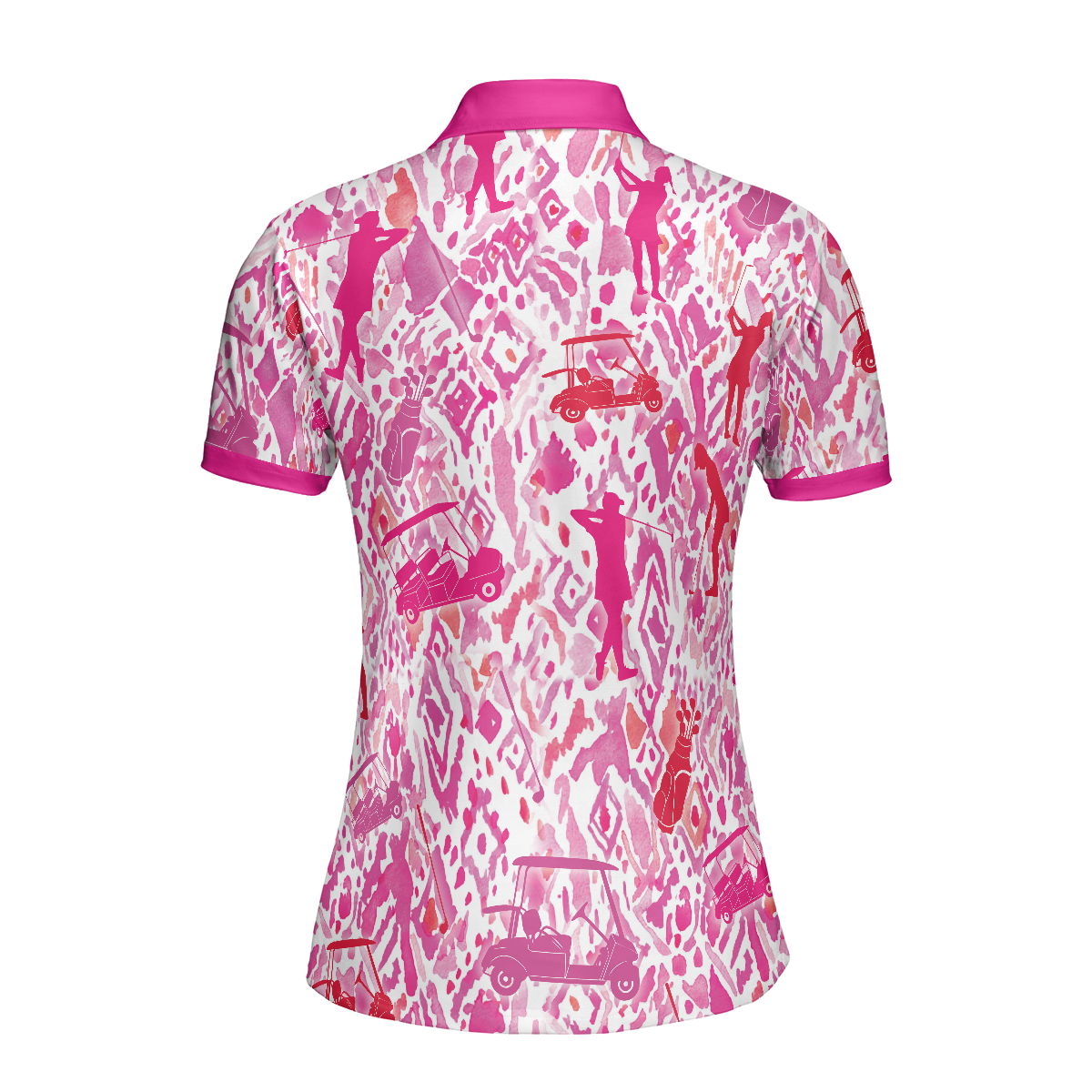Seamless Pink Golfer Short Sleeve Women Polo Shirt, Unique Gift For Female Golfers - Perfect Gift For Women, Golfer