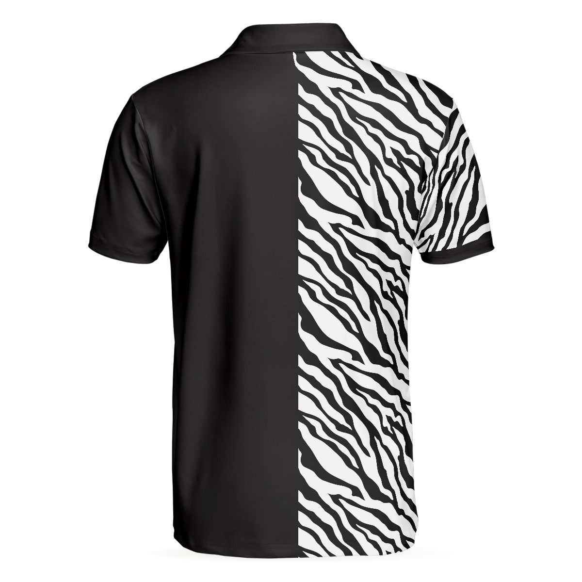 Men Polo Shirt - Billiards Zebra Polo Shirt, Cool Billiards Polo Shirt With Zebra Pattern, Best Pool Shirt For Pool Players