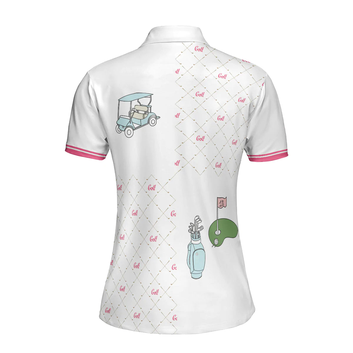 Ready For A Golf Day Golf Short Sleeve Women Polo Shirt, White And Pink Golf Shirt For Ladies - Gift For Golfer