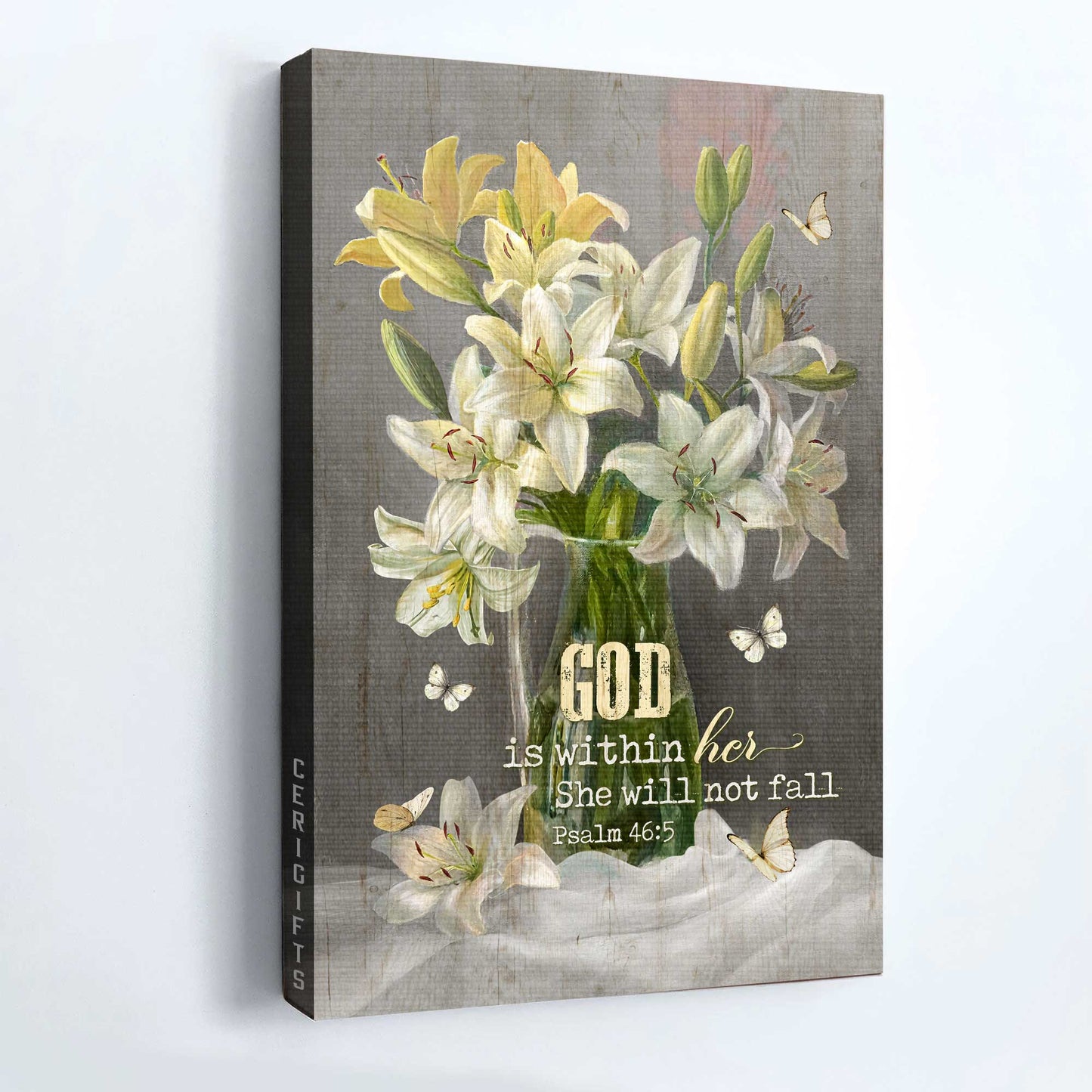 Jesus Portrait Canvas - Stunning Lily Flower, Still Life Painting Canvas - Gift For Christian - God Is Within Her Canvas
