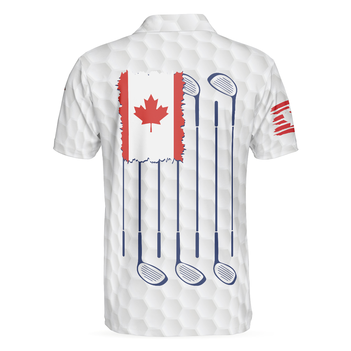 Golf Canada Flag Short Sleeve Polo Shirt, Red Maple Leaf Golfing Polo Shirt, Canadian Golf Shirt For Men
