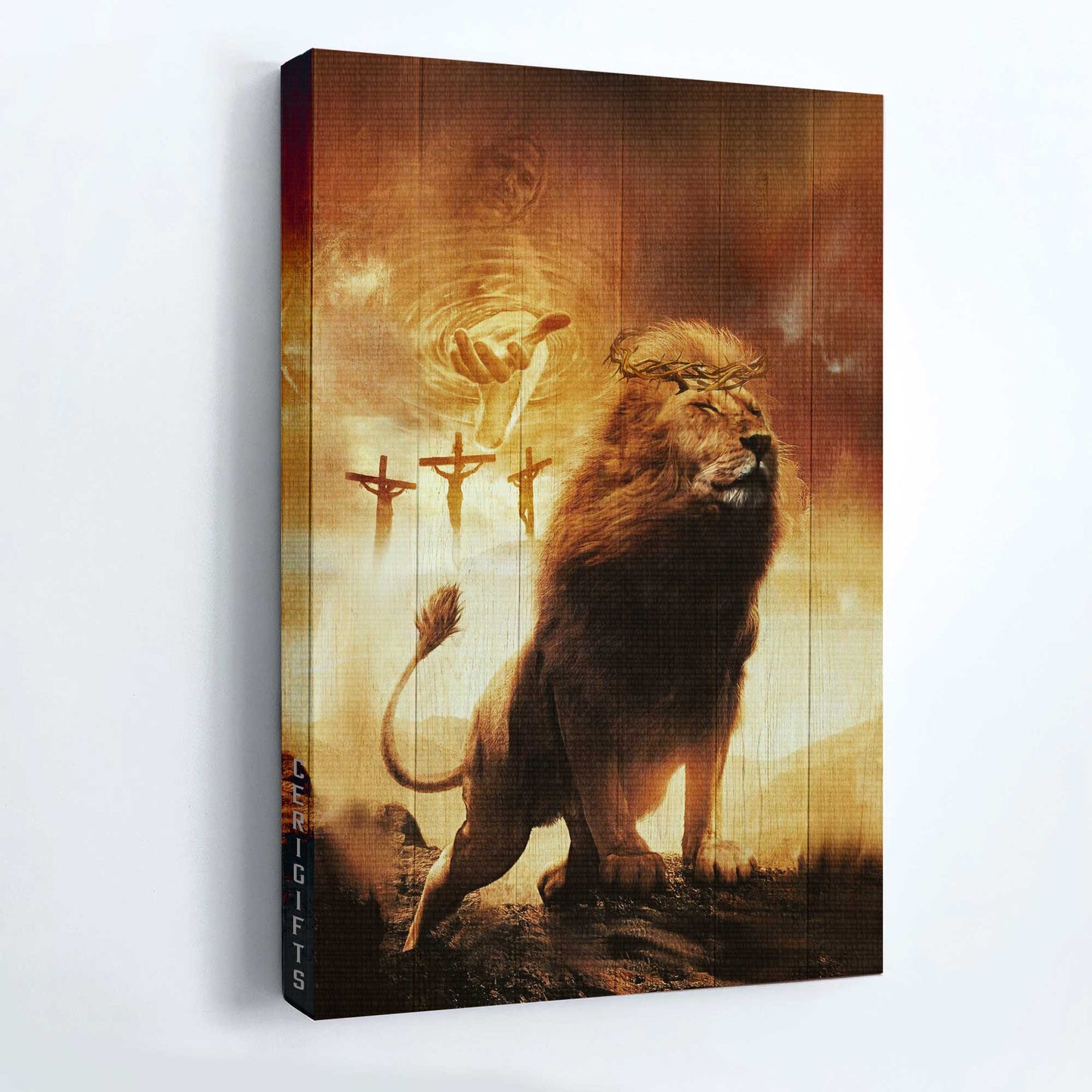 Jesus Portrait Canvas - Lion painting, Lion of Judah, Jesus's hand, Crosses Portrait Canvas - Gift For Christian Portrait Canvas Prints, Christian Wall Art