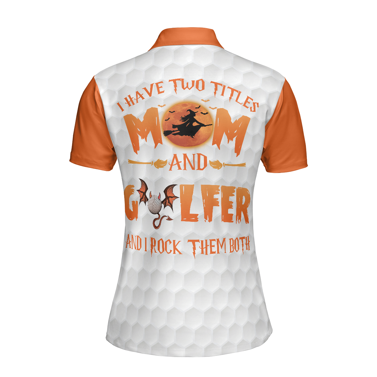 Gift For Golf Mom, Orange Leopard Golf Short Sleeve Women Polo Shirt, Golf I Have Two Titles Shirt For Ladies