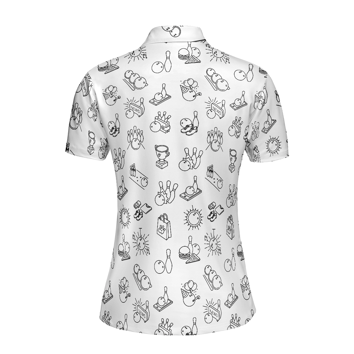 Bowling Women Polo Shirt, Bowling Pattern Short Sleeve Women Polo Shirt, Cool Bowling Polo Shirt For Female Bowlers, Best Bowling GIft Idea