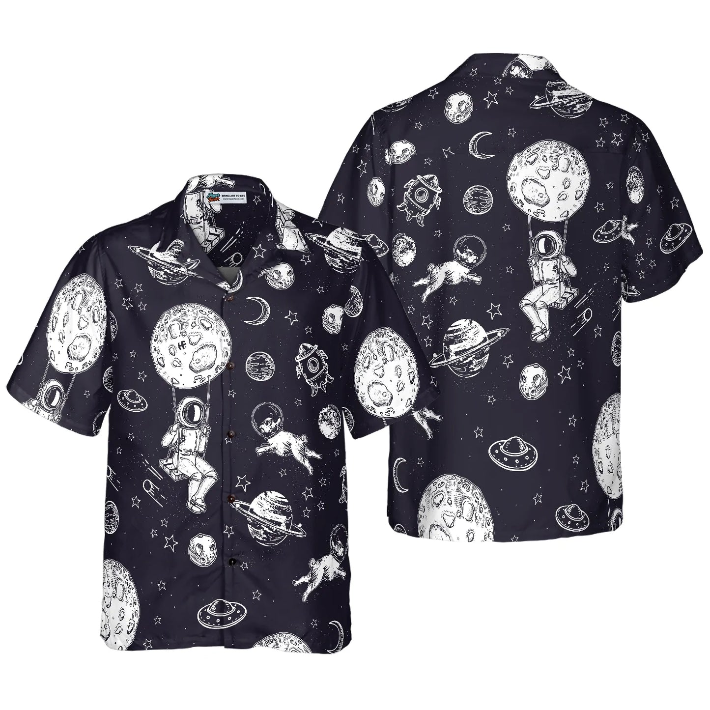 Astronaut And His French Bulldog Hawaiian Shirt, Dog Lovers Aloha Shirt For Men & Women, Best Gift For French Bulldog Lovers, Husband, Wife, Boyfriend, Girlfriend