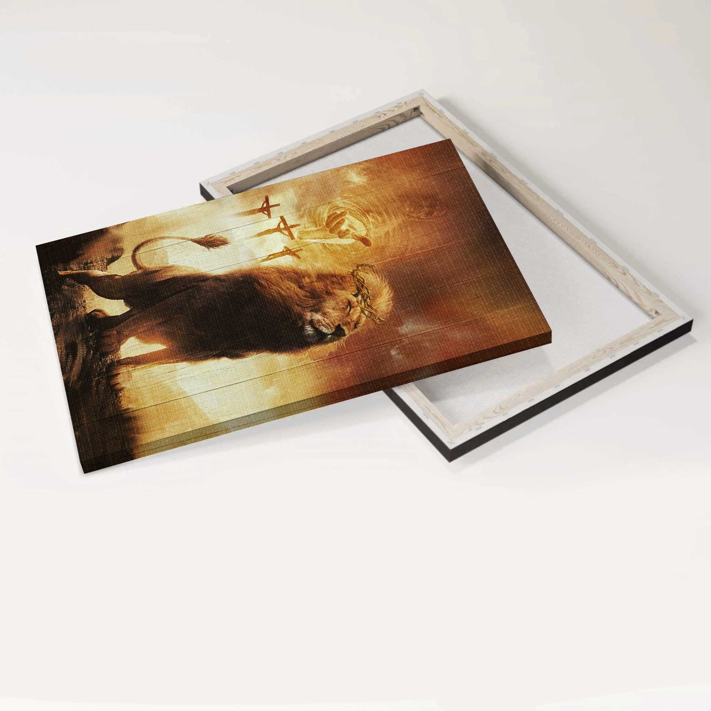 Jesus Portrait Canvas - Lion painting, Lion of Judah, Jesus's hand, Crosses Portrait Canvas - Gift For Christian Portrait Canvas Prints, Christian Wall Art