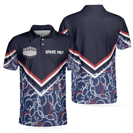 Spare Me Bowling Short Sleeve Polo Shirt, Bowling Ball And Pin Pattern Polo Shirt, Best Bowling Shirt For Men - Perfect Gift For Men, Bowlers