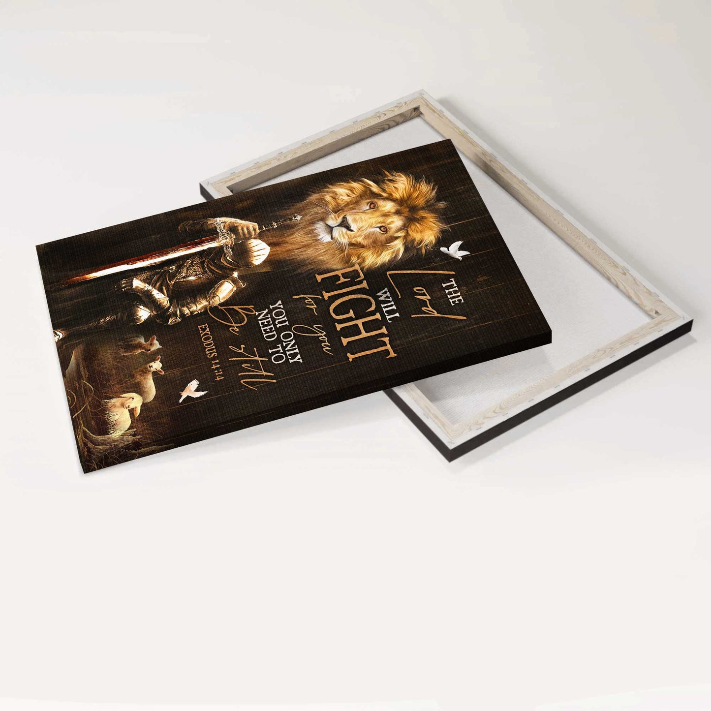 Jesus Portrait Canvas - Lambs of God, Lion of Judah, Knight of God Canvas - Gift For Christian - The lord will fight for you Portrait Canvas