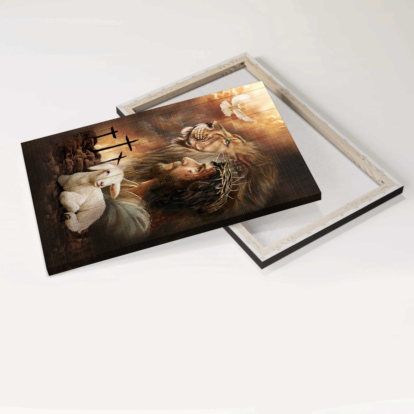 Jesus Portrait Canvas - Lion of Judah, Lamb of God, Dove of peace, Beautiful aspects of God Canvas - Gift for Christian Portrait Canvas