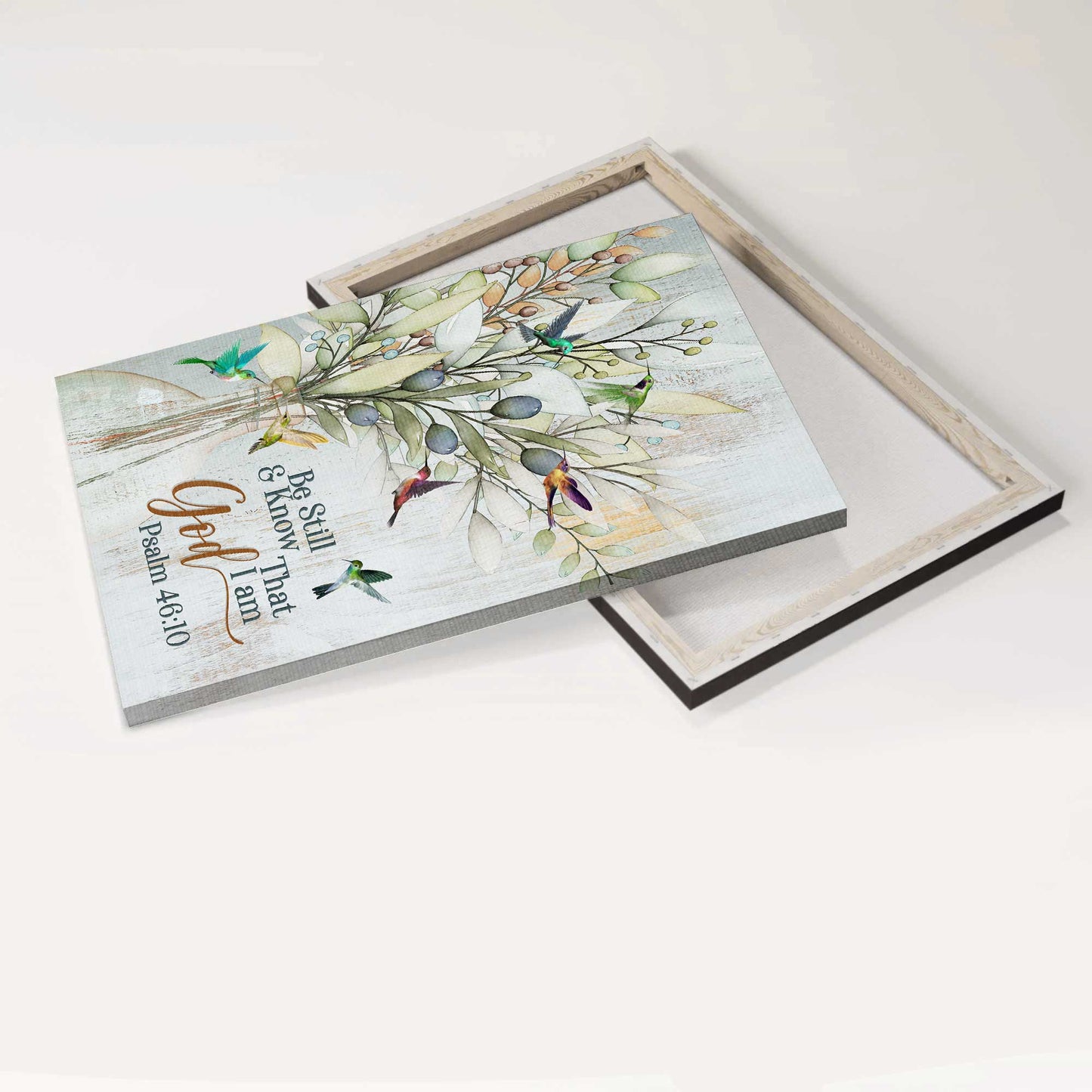 Jesus Portrait Canvas - Olive tree, Hummingbird Portrait Canvas - Gift For Christian - Be still and know that I am God Portrait Canvas