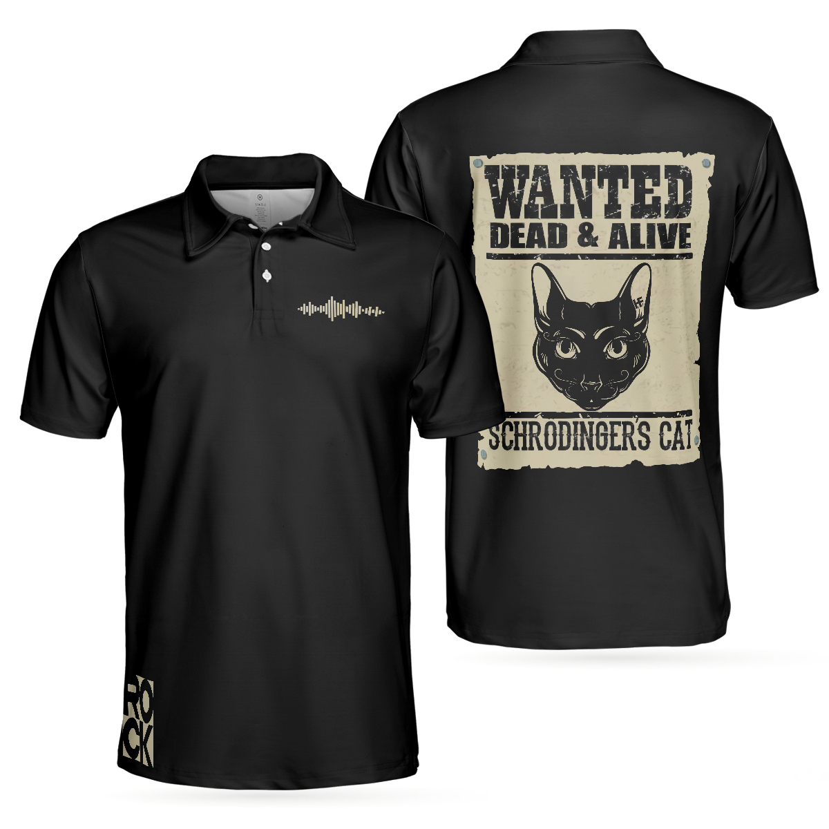 Wanted Dead & Alive Schrodinger's Cat Black Polo Shirt For Men - Perfect Gift For Men, Cat Lovers
