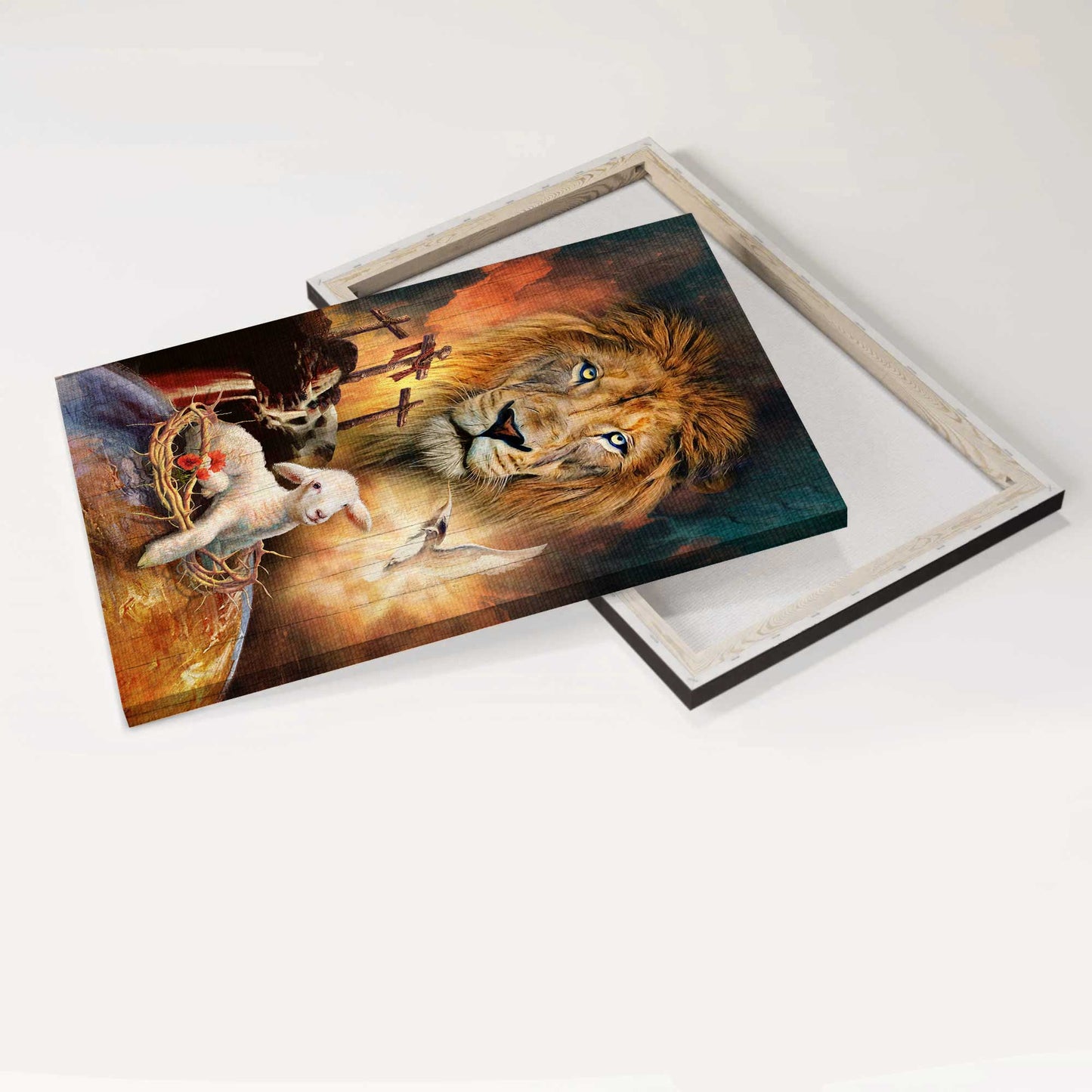 Jesus Portrait Canvas - Lamb of God, Holy spirit dove, lion of judah,Portrait Canvas - Inspirational gift, Gift For Christian