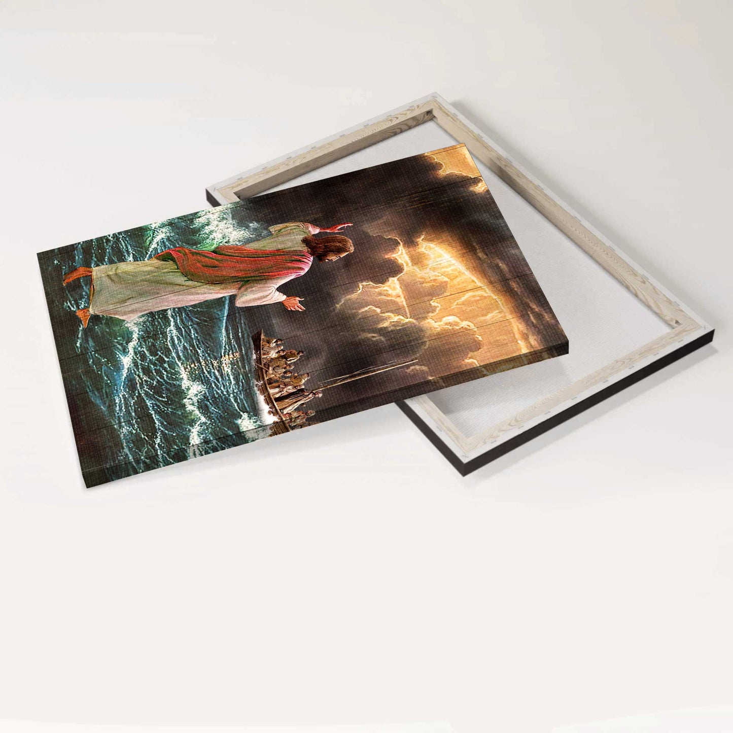 Jesus Portrait Canvas - Stunning Storm, Walking With Jesus Canvas - Gift For Christian - Jesus Walking On Water Canvas