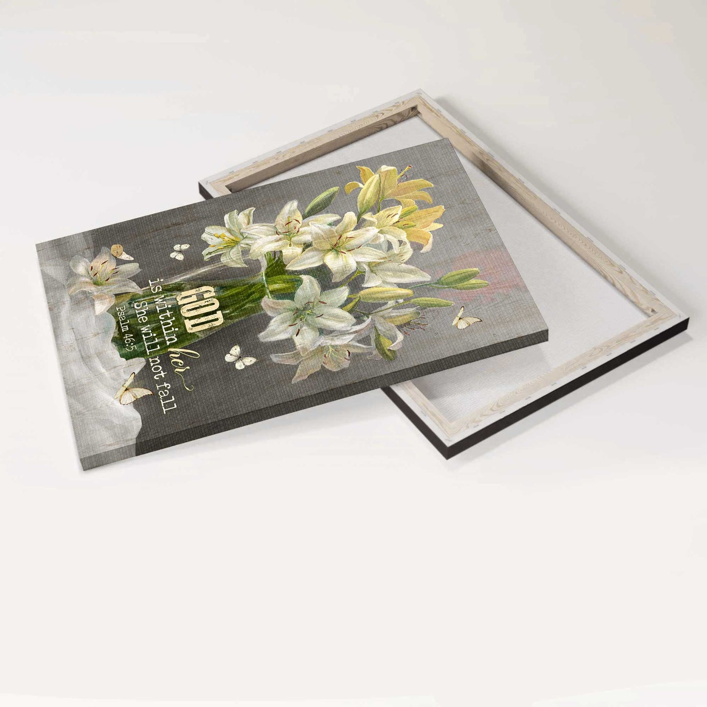 Jesus Portrait Canvas - Stunning Lily Flower, Still Life Painting Canvas - Gift For Christian - God Is Within Her Canvas