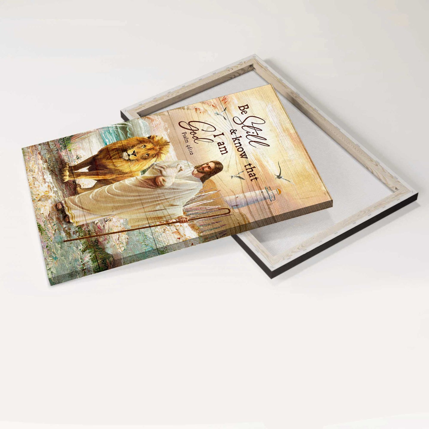 Jesus Portrait Canvas - Jesus walking, Lion of Judah, Lighthouse painting Canvas - Gift For Christian - Be still and know that I am God