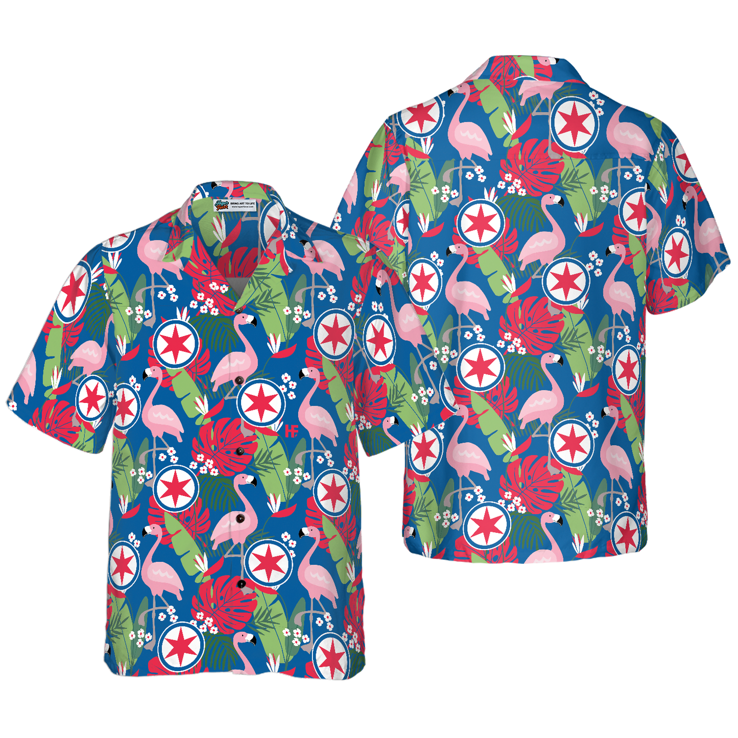 Chicago Floral Flamingo Hawaiian Shirt, Best Gift For Husband, Wife, Boyfriend, Girlfriend, Friend, Family